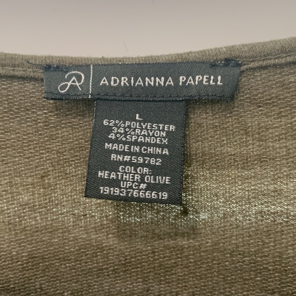 Women's Olive Green 3/4 Ruffle Sleeve Distressed Knit Blouse Top Shirt - Picture 2 of 5